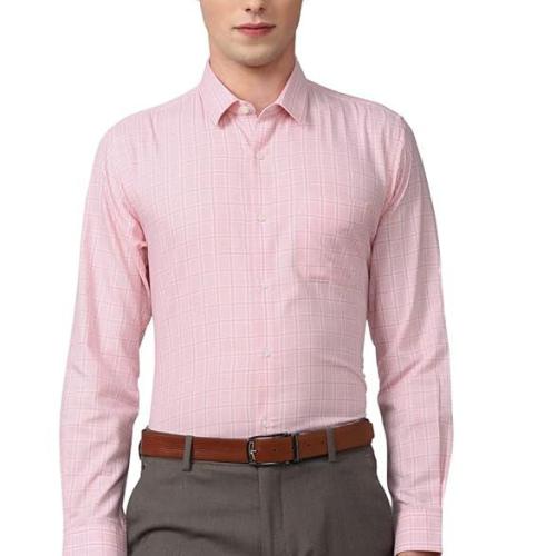 Peter England Men's Classic Sophisticated Self-Checkered Formal Slim Fit