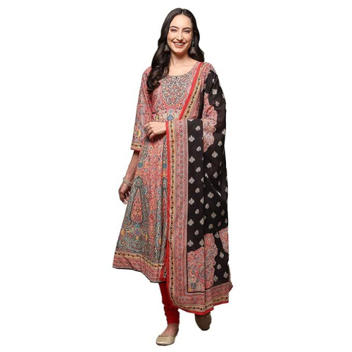BIBA Women Cotton Anarkali Kurta Churidar Suit Set
