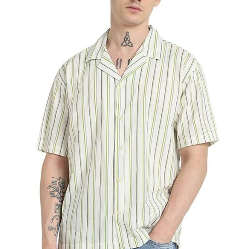 FOREVER 21 Men Striped Regular Fit Striped Shirt